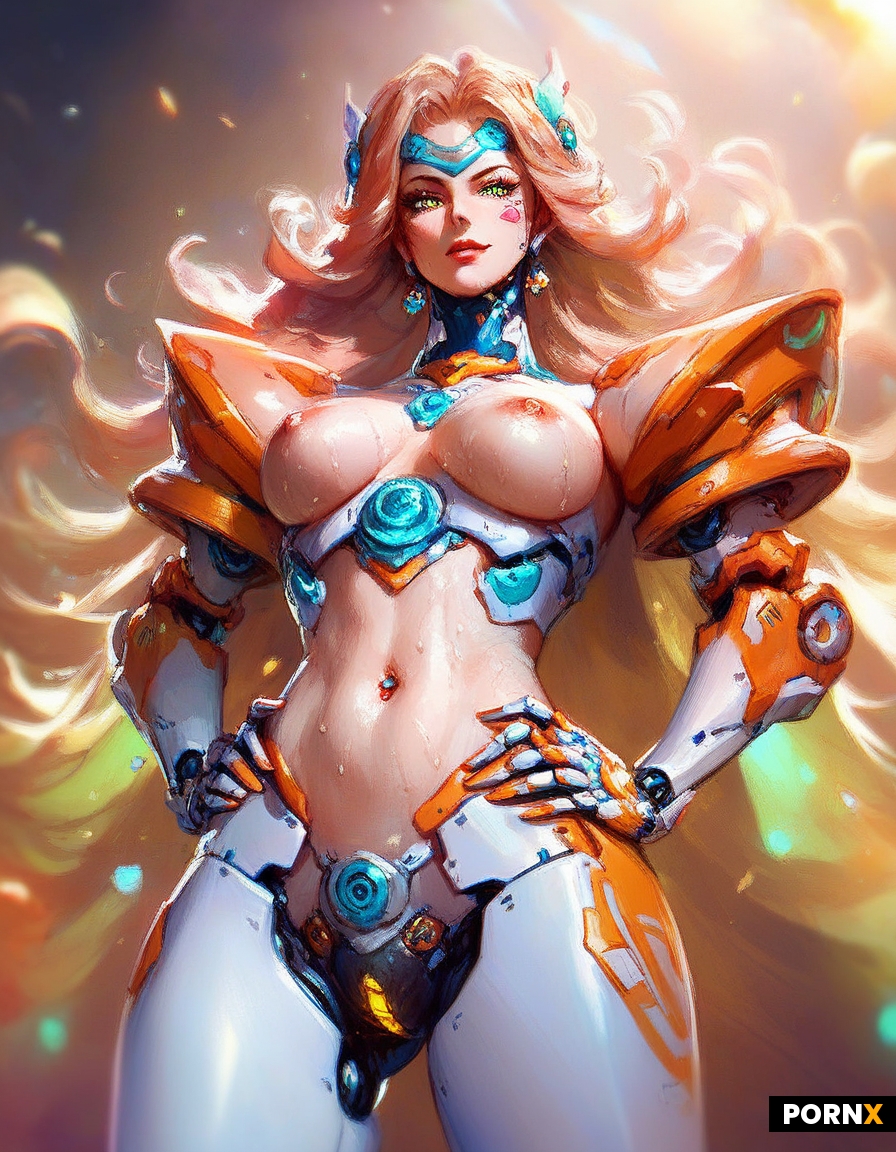 pretty cyber android robot  woman
