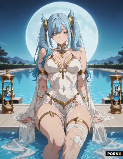A stunningly beautiful 20-year-old priestess with a porcelain complexion and a slender