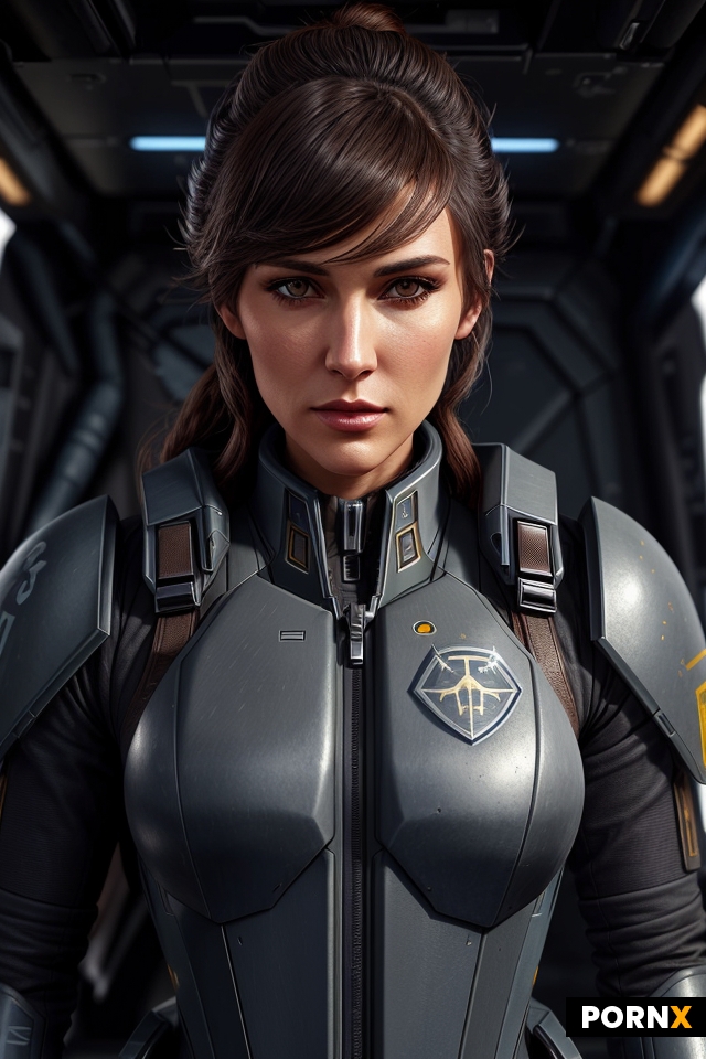 A highly detailed and realistic digital painting of a fierce female Battletech aerospace pilot in he
