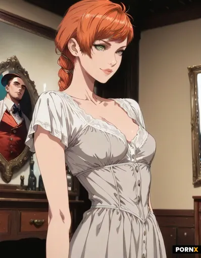 she has a long braided ponytail