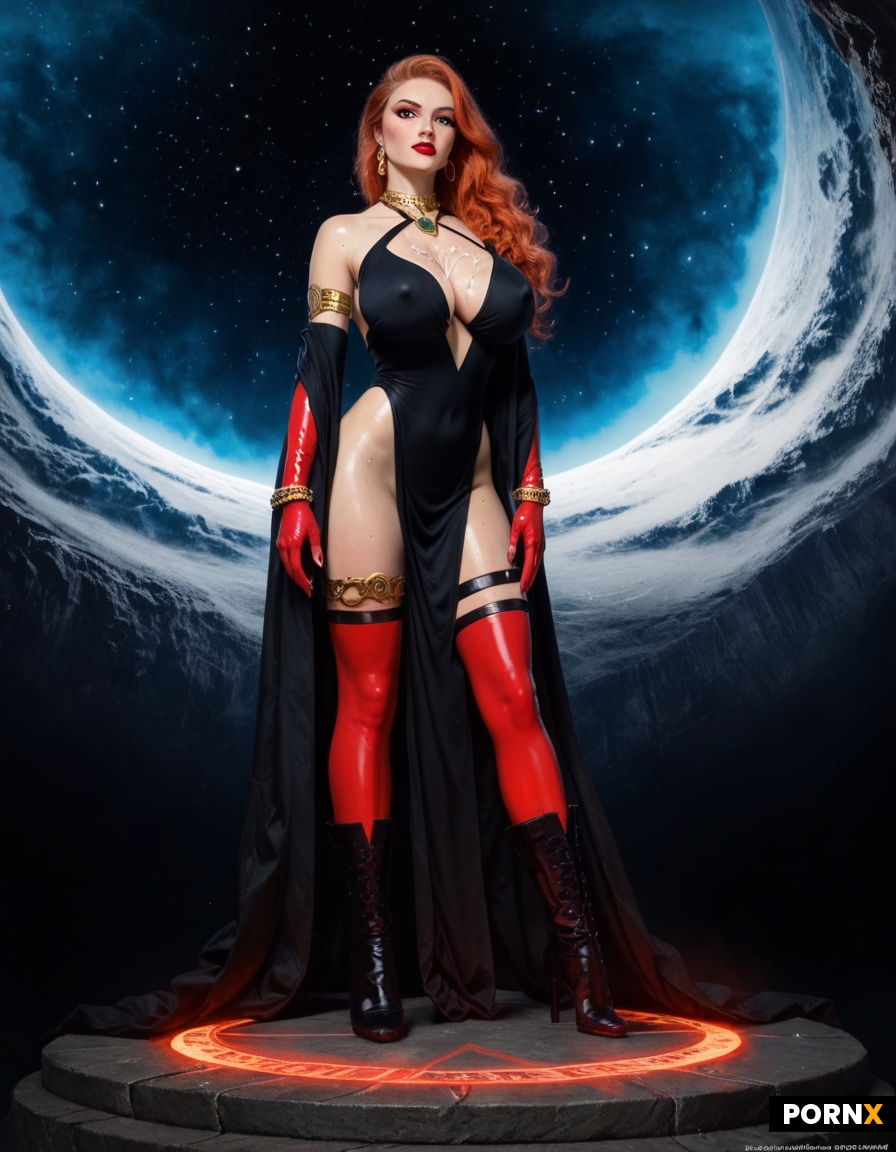 Dynamic overdramatic maniacal futuristic comic siren supervillain succubus seductress diva