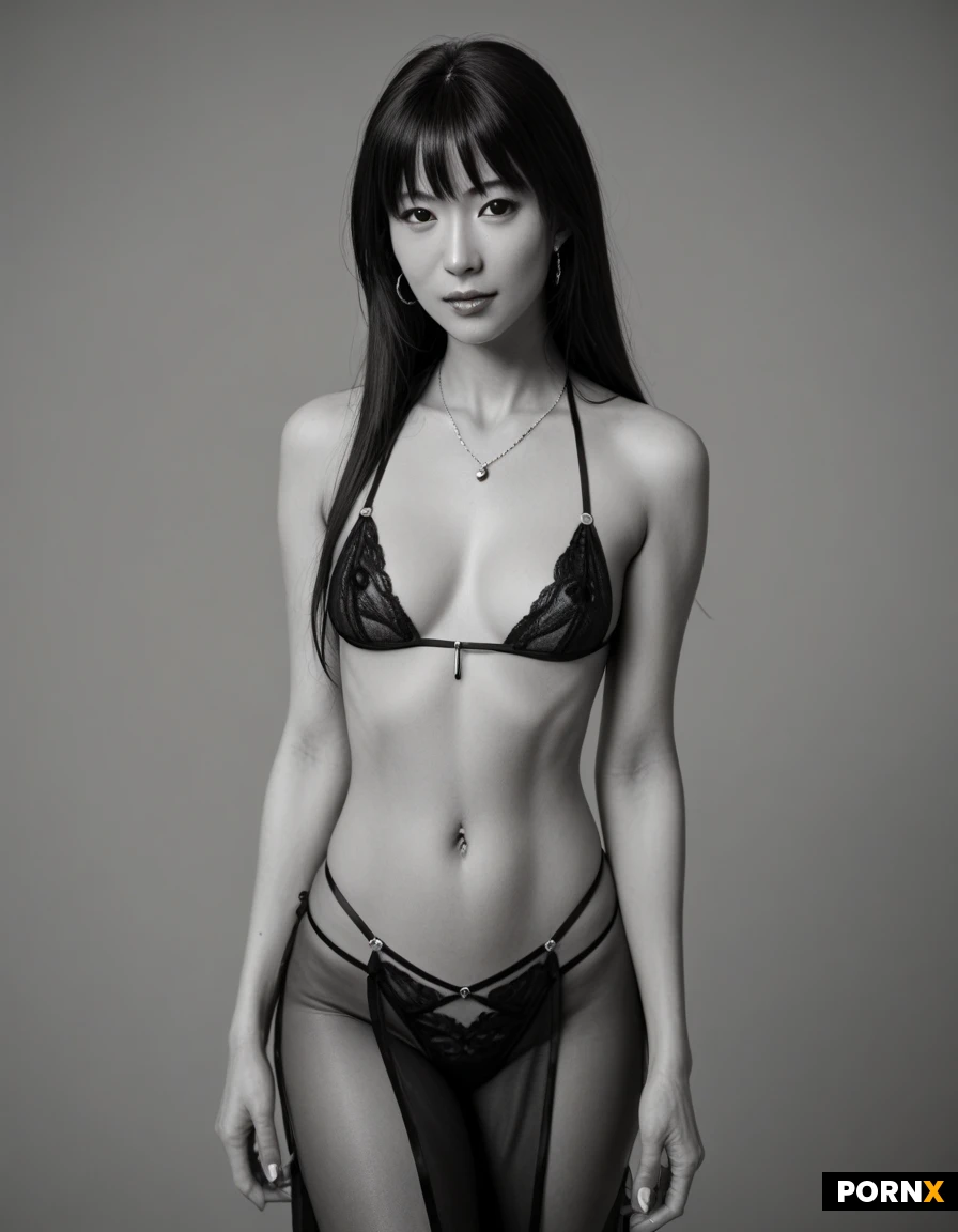 beautiful slender asian woman, black bob with bangs, slim body, small breasts, богиня Кали, абсолютно голая, одной рукой ласкает грудь, другой рукой ласкает влагалище. на фоне заснеженных Гималаев