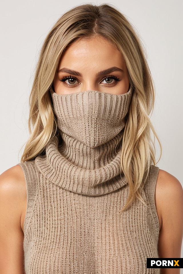 rough sleeveless oversized rib knit turtleneck sweater