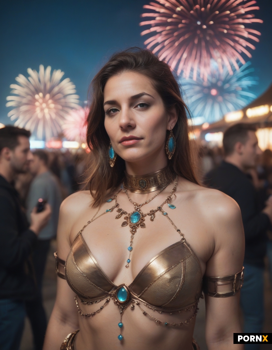 A photorealistic and cinematic scene of an epic raver moment at Tomorrowland
