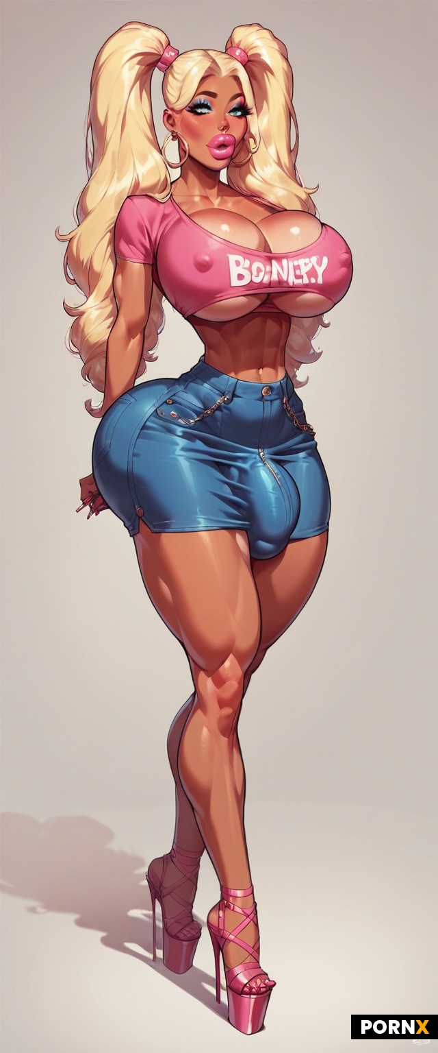20-year-old cute excited peppy bimbo futanari named Bimbette