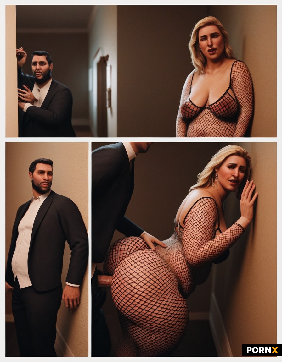 Man and woman hiding around corner