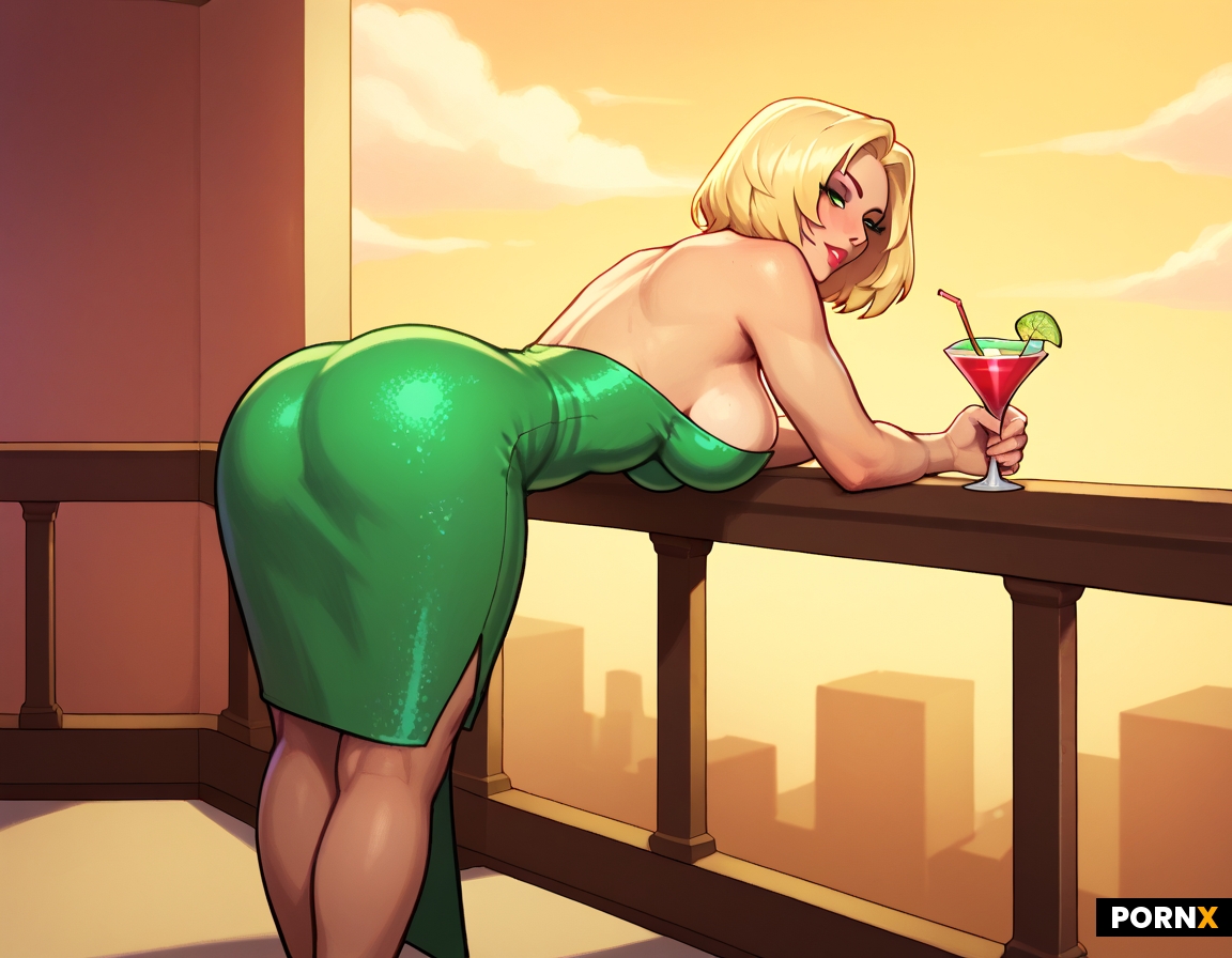 Busty blonde woman