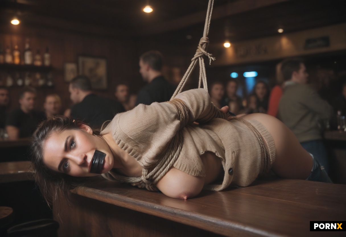 Woman bound to post