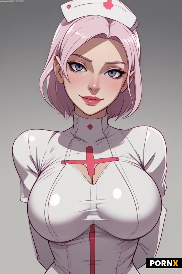 white latex nurse smirking looking down at you with tits exposed