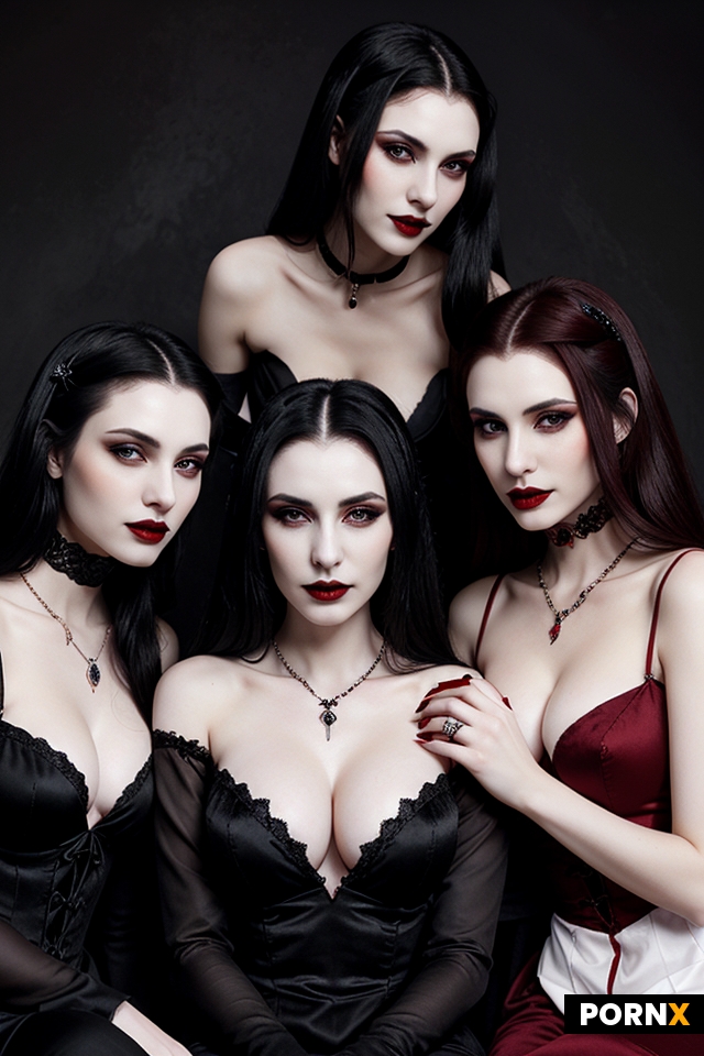 Three female vampires sitting next to each other