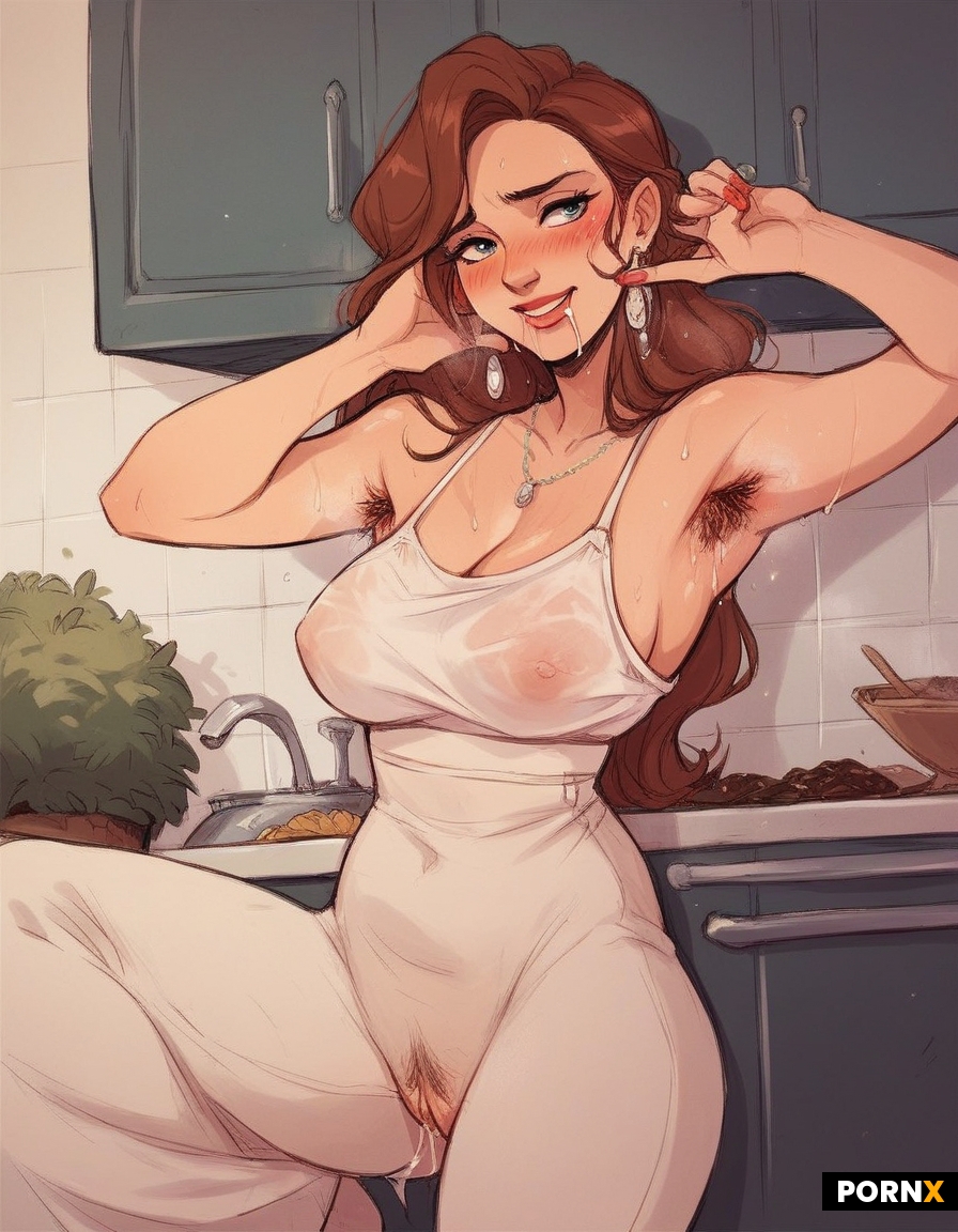 busty submissive housewife waiting to be bred in the kitchen