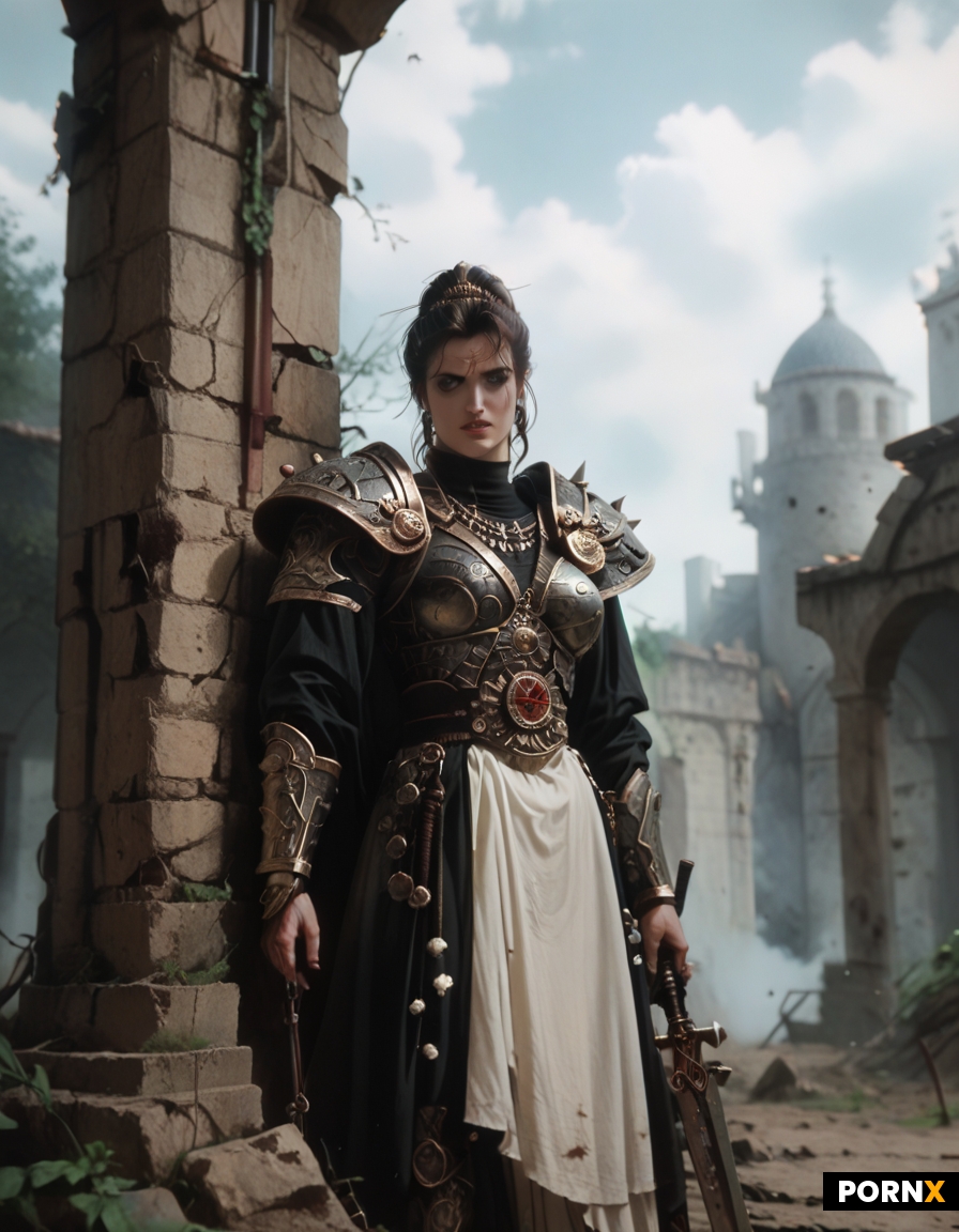 fierce female warrior in ancient armor
