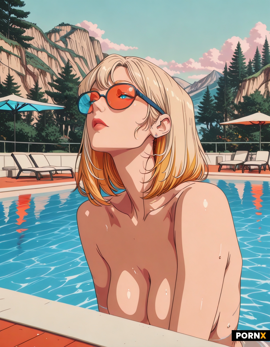 Wide shot of a swimming pool