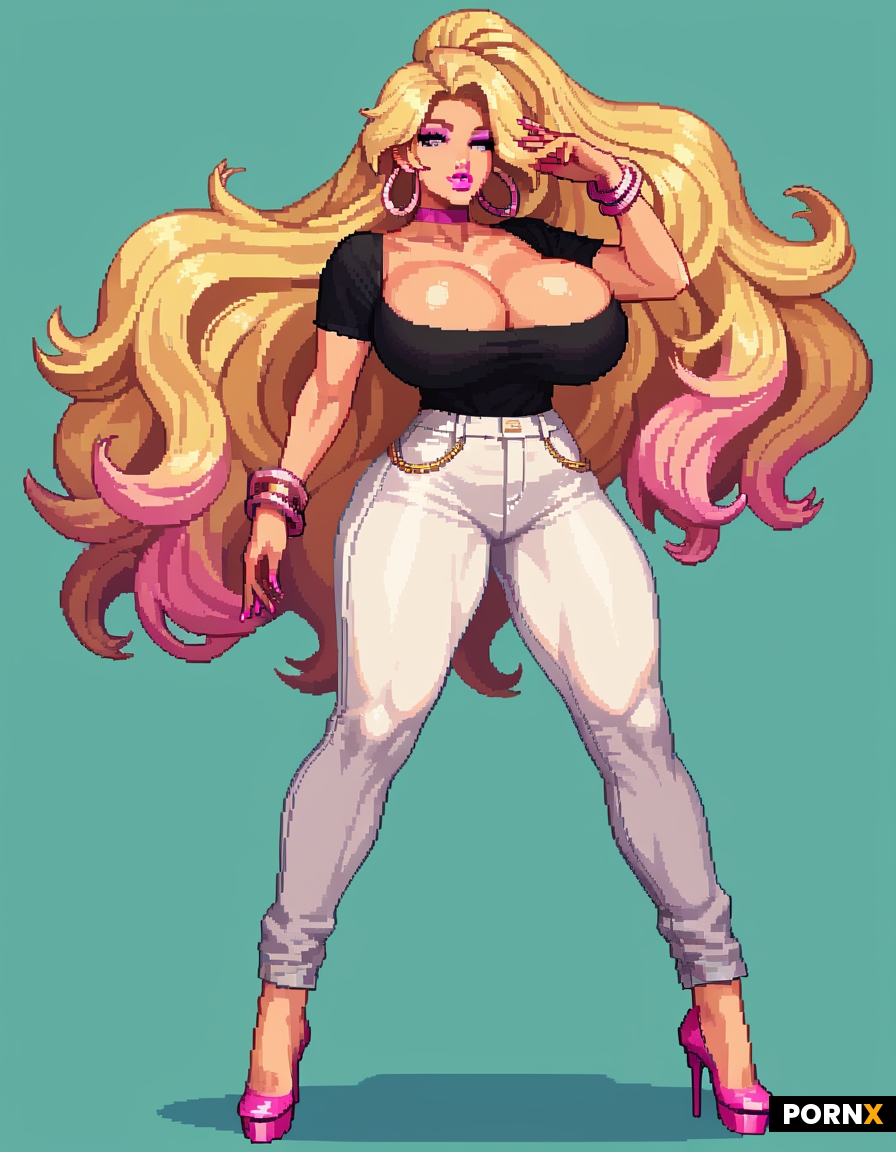 very long blonde hair