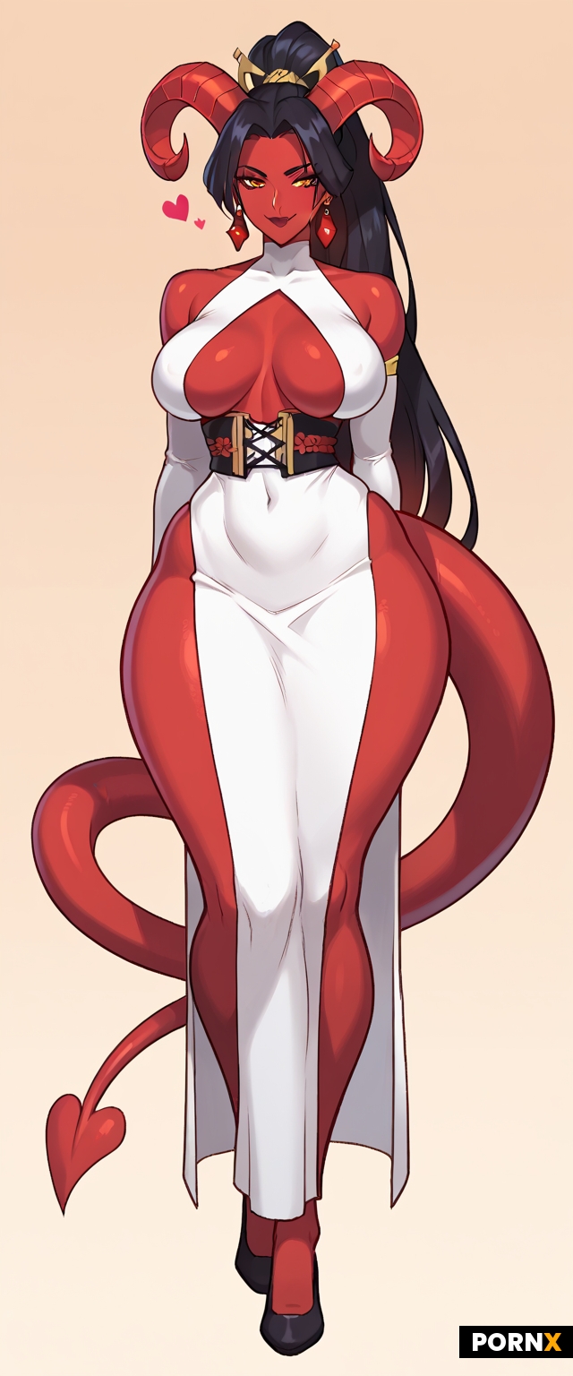 Red skinned demon woman