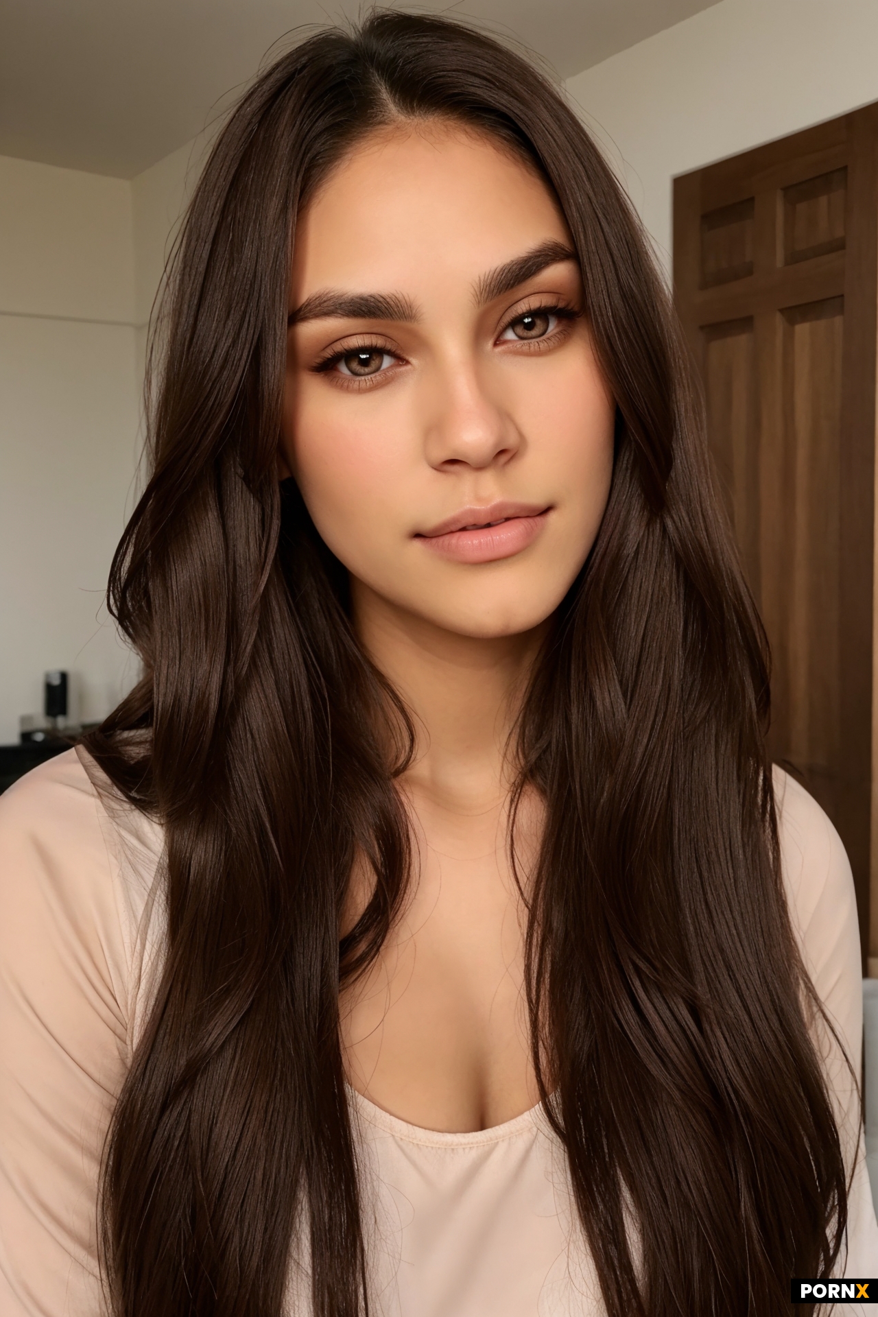 Long brunette hair slightly wavy