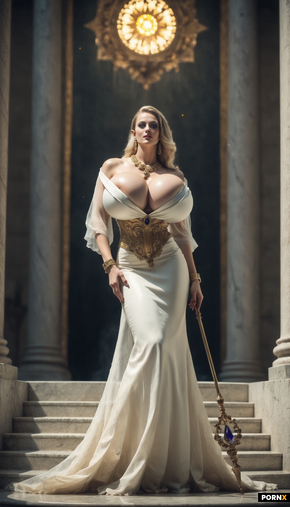opulent high‑elf princess seated on a colossal throne