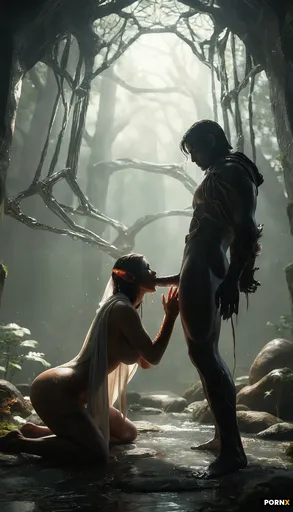 A voluptuous dark-elf woman with gigantic breasts