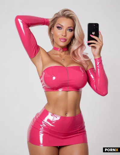 A high-fashion studio portrait of a glamorous slutty bimbo pornstar 1