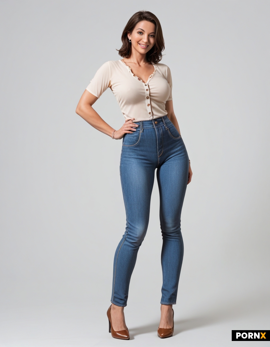 A woman with black hair in a white T-shirt