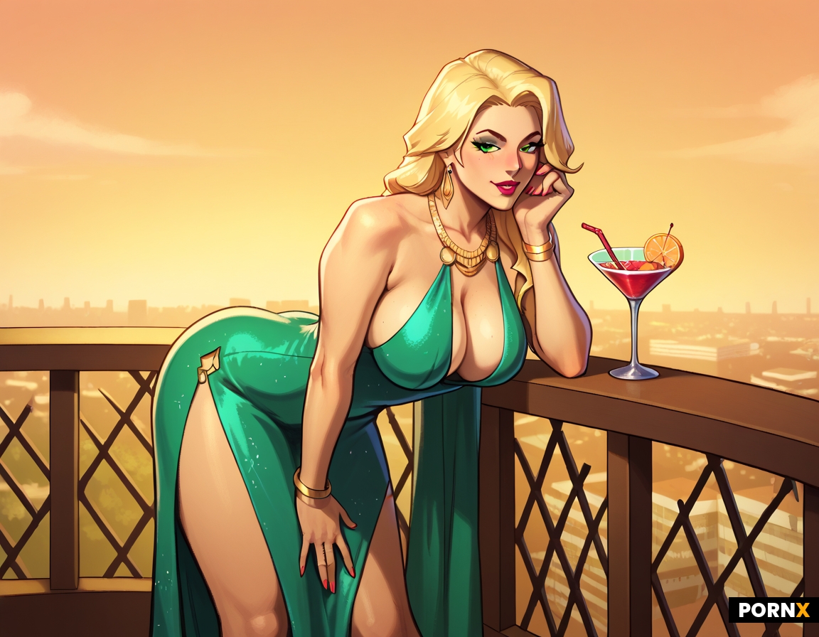 Busty blonde woman