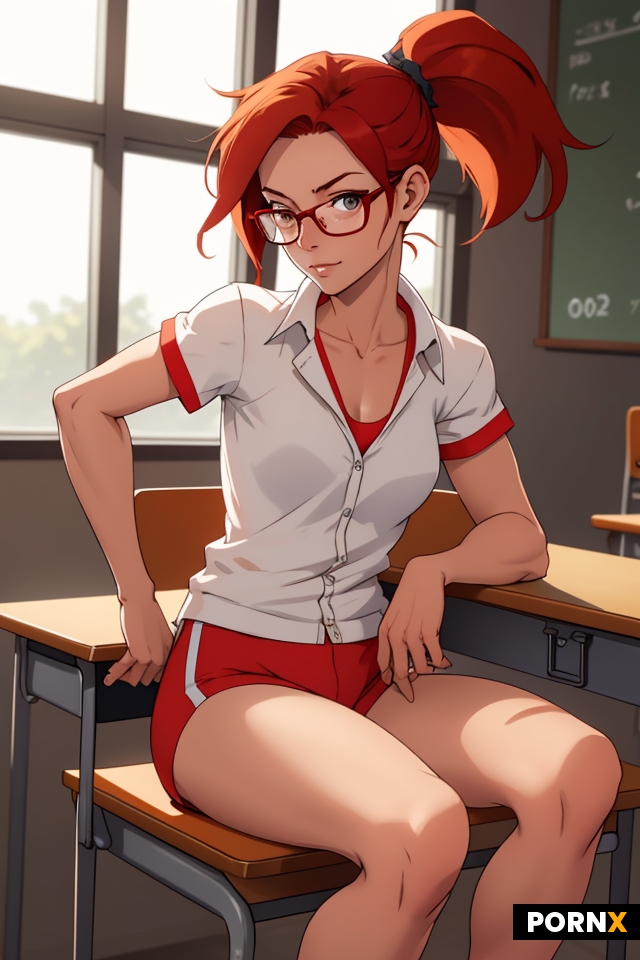 Fit woman with red hair in a ponytail