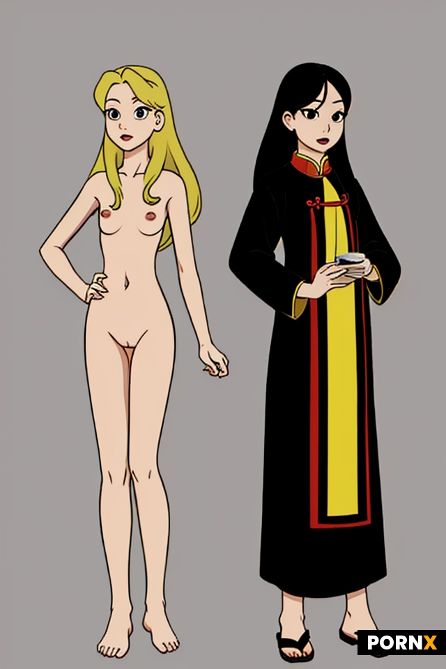 blonde british woman and black haired chinese woman