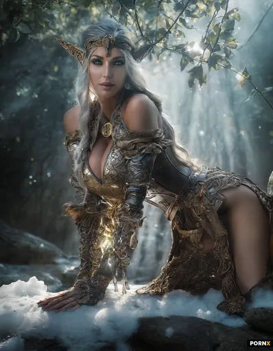 sexy female elven Viking curly braided blonde hair