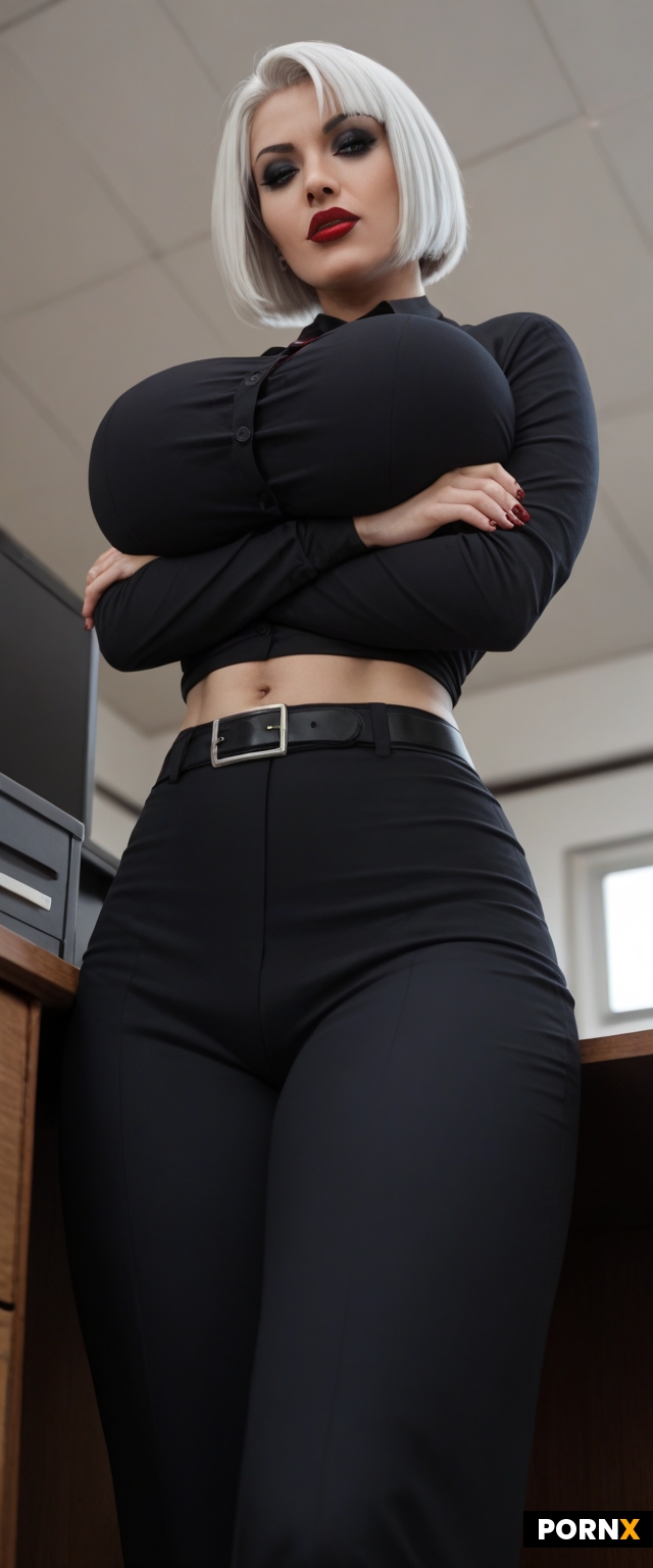 low angle side view of a Woman in office