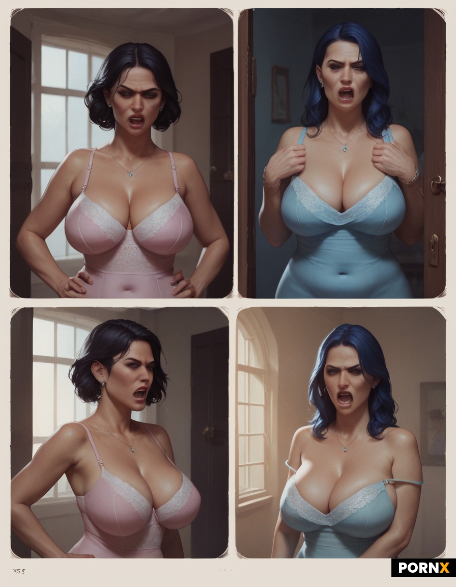Dark medium hair haired Busty mother