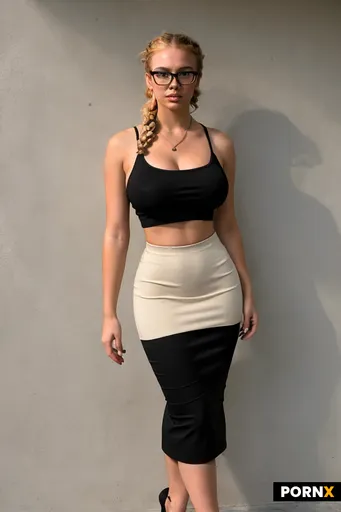 An athletic 20-year-old woman with a slutty look