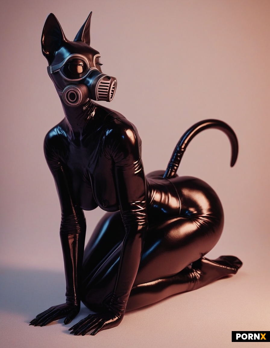 Behind you latex big ass medium breasts thick thighs uniform gas mask in the shape of a dog With tai