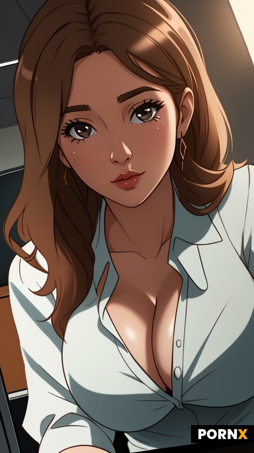 Close up on her cleavage