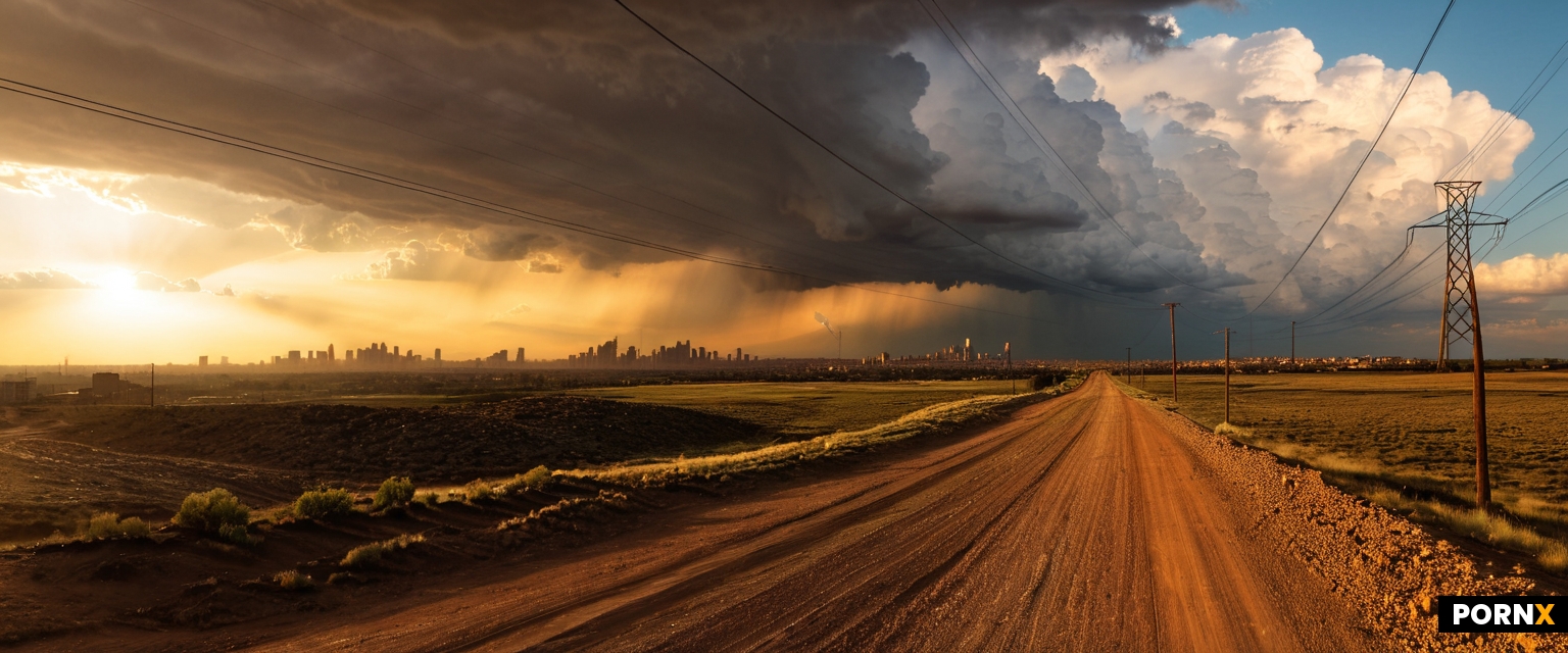 An image of the sun setting over a large tall modern cityscape closeby
