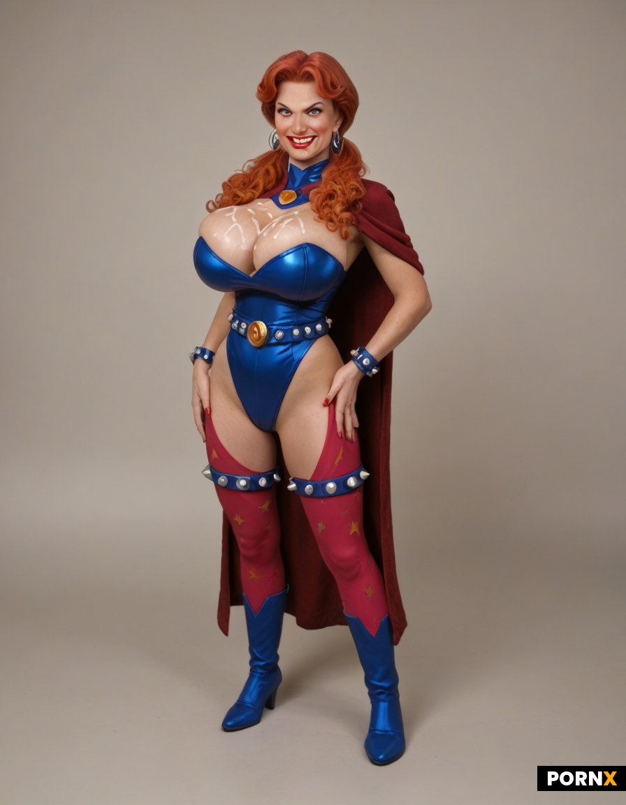 Ultimate Dynamic overdramatic maniacal retro vintage comic superheroine