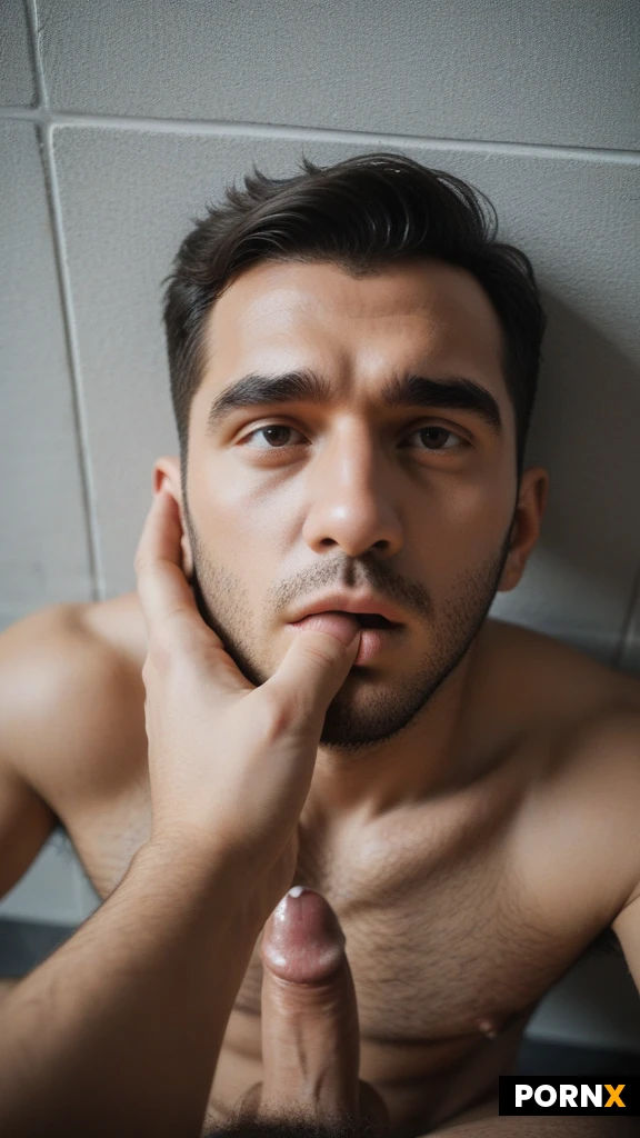 (Gay:1.1),(Cute_2men:1.0),(masculine handsome:1.2),(((arab:1.2):1.2):1.1)
((pov penis against chest:1.2):1.2),((from above:1.2):1.2),(closeup portrait),(hand in perspective:1.1),
((Looking up:1.2):1.2),((hand on face :1.1):1.1),((finger in mouth:1.1):1.1),(kneeling:1.2),hands down,( against wall),((imminent_blowjob:1.2):1.2),((( dripping cum on face,drooling saliva :1.1):1.1):1.1),goo
(((Worried:1.2):1.2):1.2),yawning,thick eyebrows,open mouth,((designer_stubble:1.2):1.2),((shaved_buzz_cut:1.2):1.2)
(hairy:1.3),((Skinny_adult,flat_chest:1.2):1.2),(naked:1.1),
(cinematic studio light,frontlit),<lora:055:0.5>,erect penis,testicles
Penis,<lora:bettercocks:0.5>
(Misty background:1.3),(dramatic lighting:1.0),(highly detailed eyes:1.0),(intricate details:1.0),(masterpiece:1.3),( best quality:1.3),( highres:1.3),( absurdres:1.3),