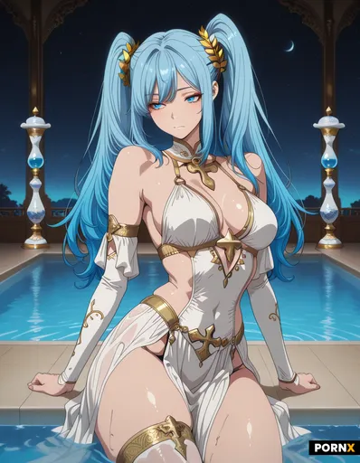 A stunningly beautiful 20-year-old priestess with a porcelain complexion and a slender