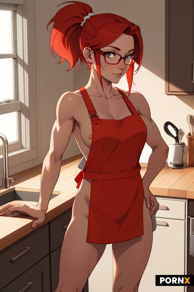Fit woman with red hair in a ponytail