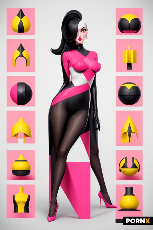 A minimalist Bauhaus design sheet of a sexy woman