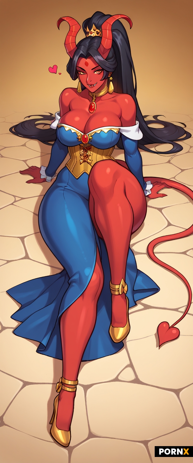 Red skinned demon woman