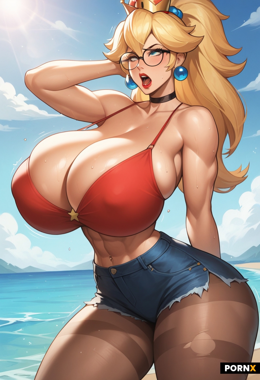A gorgeous woman with light blonde hair styled in a ponytail