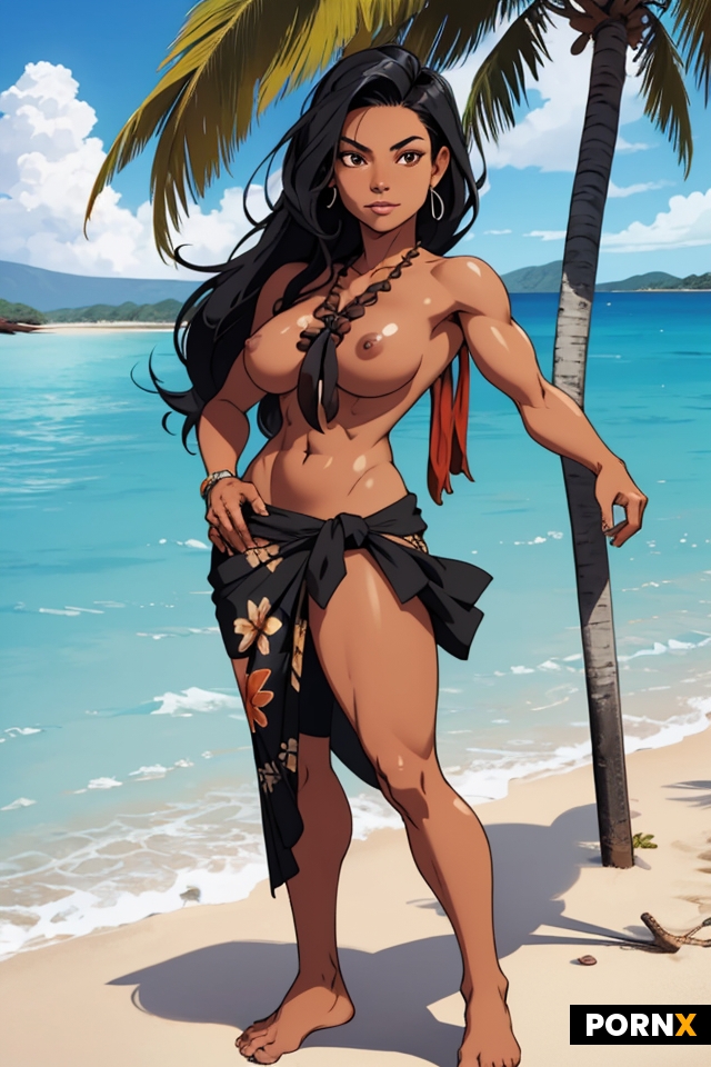 Fit polynesian woman with black hair