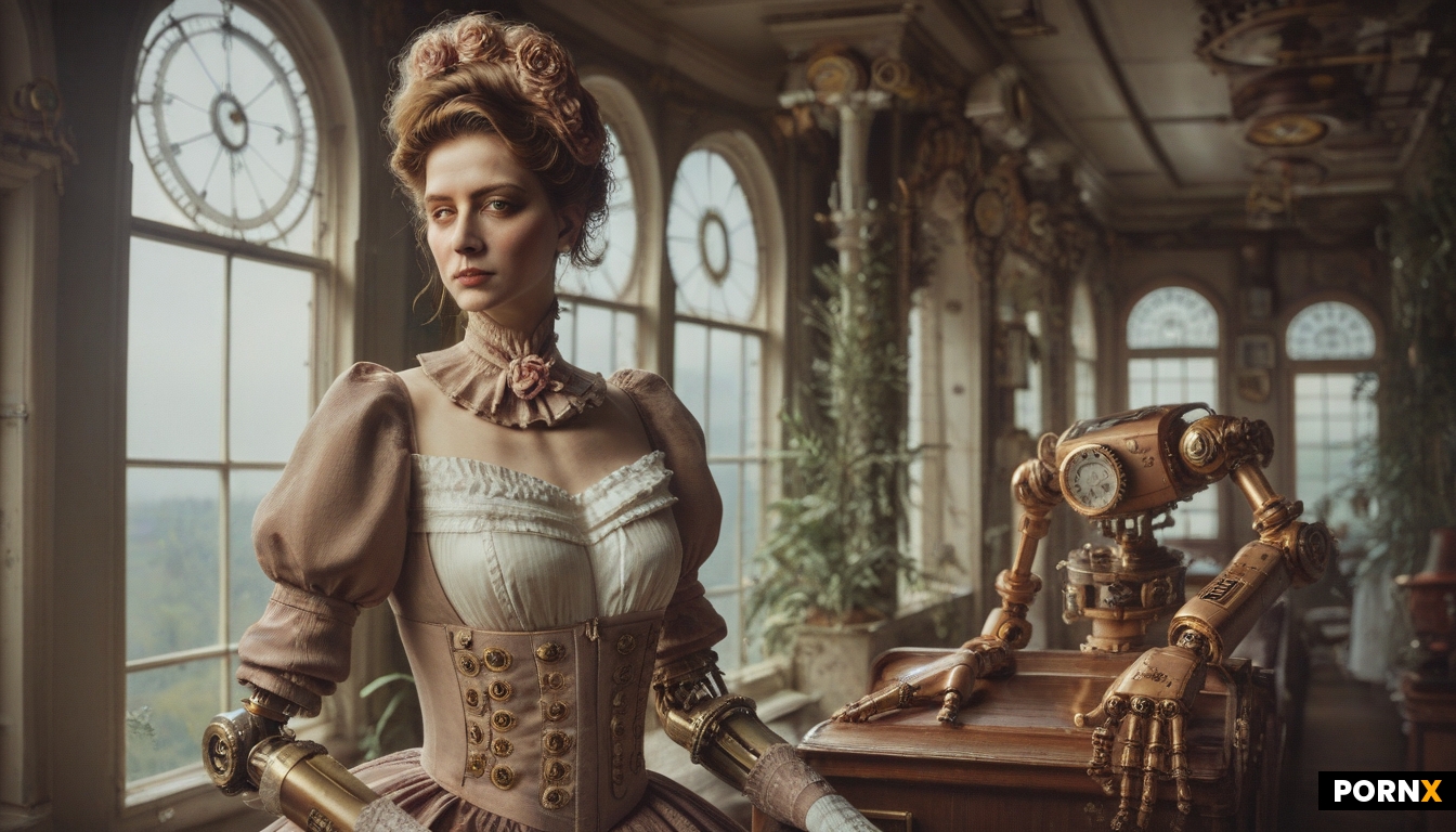 Victorian style steampunk robot