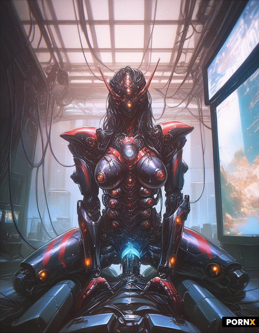 Beautiful fantastic cyber robot women