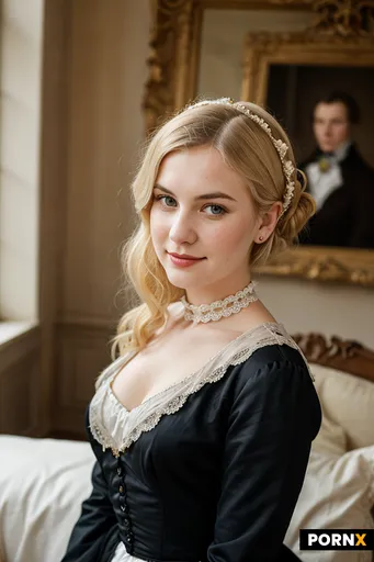A woman in her twenties dressed as a 19th century French aristocrat