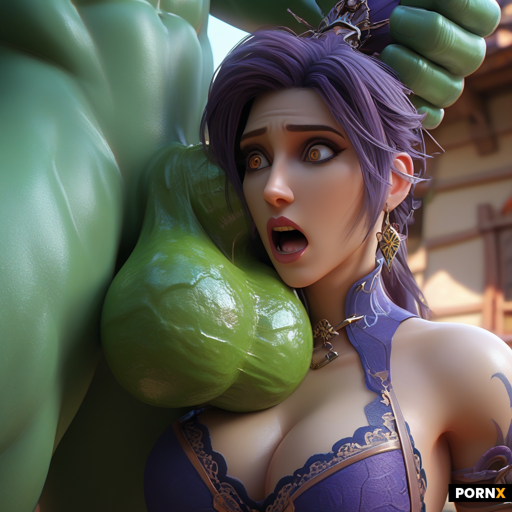 Female cusping giant fantasy testicles in her hands