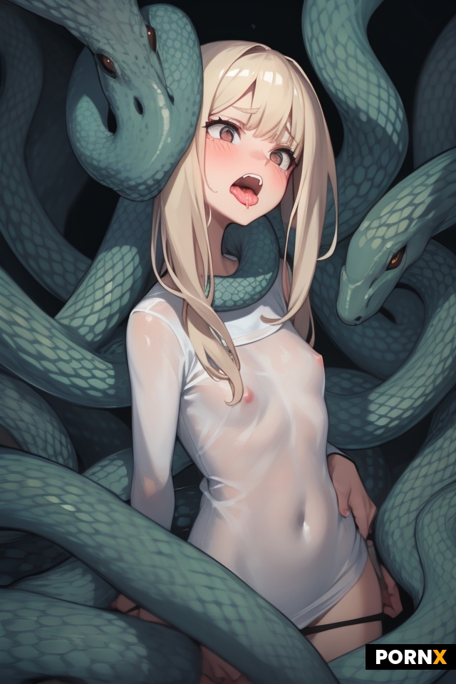 Covered in snakes licking