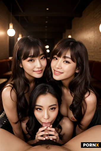 Four 20s Korean beauties standing side by side in a luxurious and highly seductive high-end nightclu