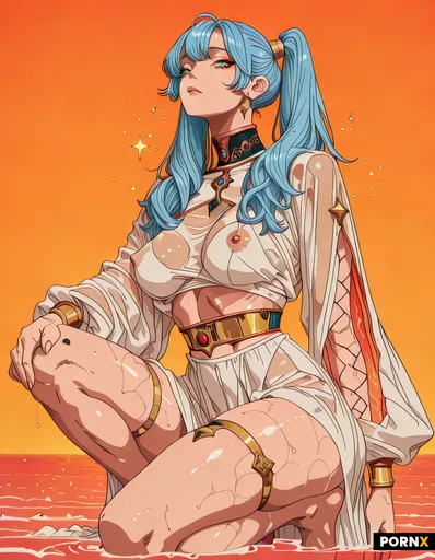 A stunningly beautiful 20-year-old priestess with a pale porcelain complexion and a slender