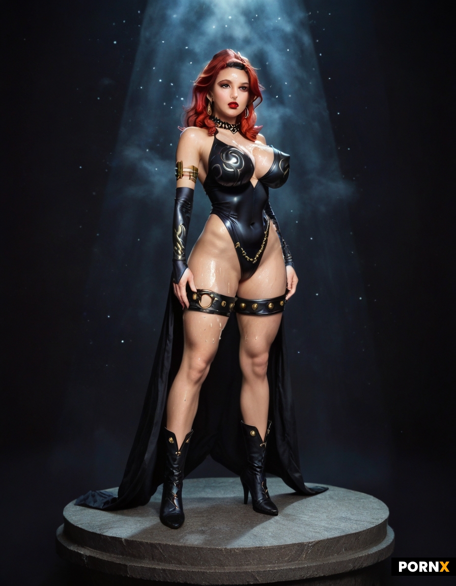 Dynamic overdramatic maniacal futuristic comic siren supervillain succubus seductress diva